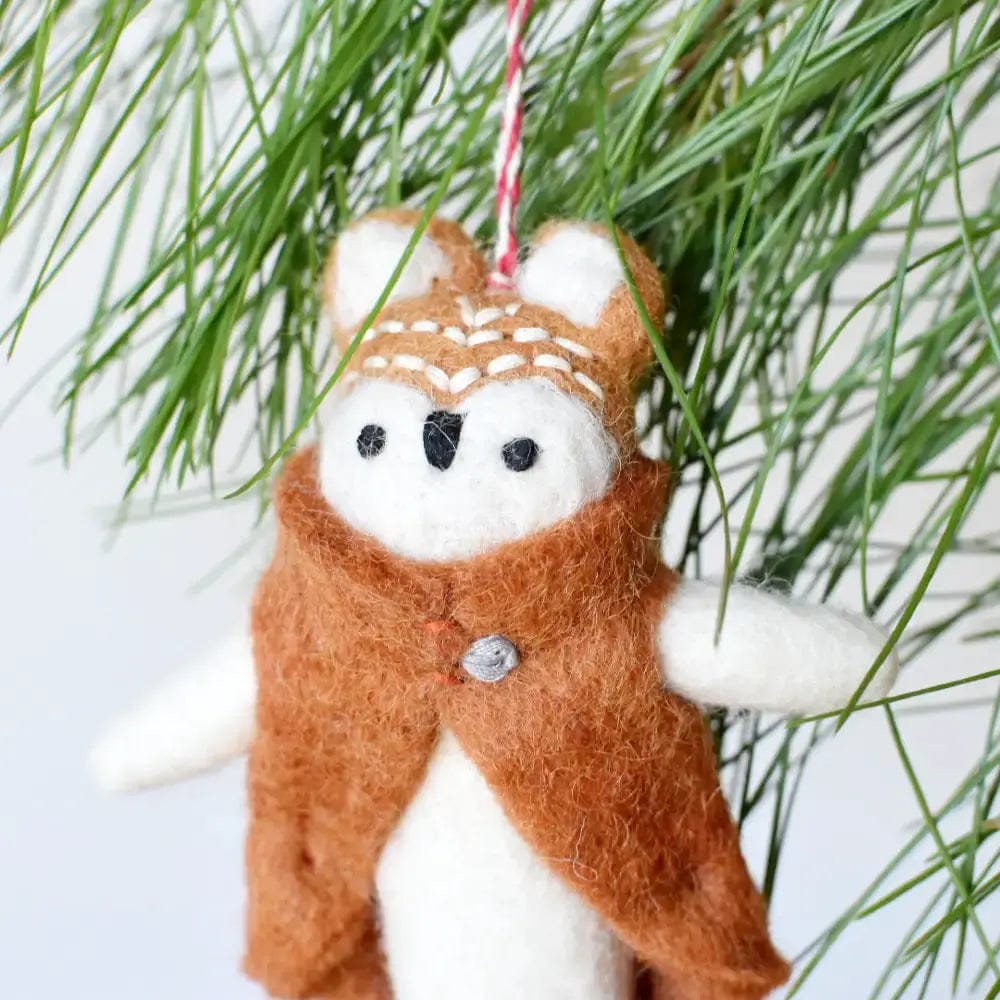 Felt Decoration | Owl with Tan Cape | Made in Nepal