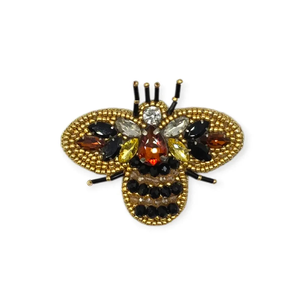 Gold + Brown Ombre Embroidered Bee Brooch