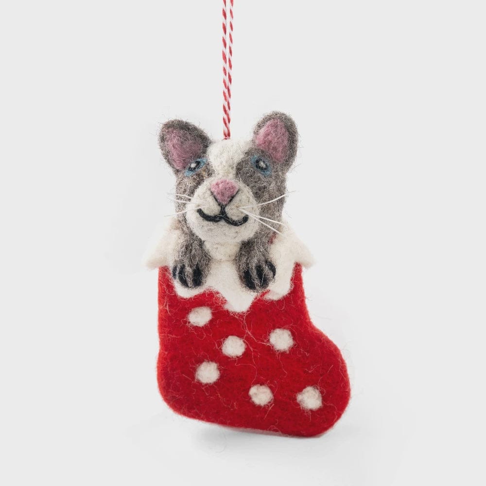 Grey Cat Stocking Felt Decoration