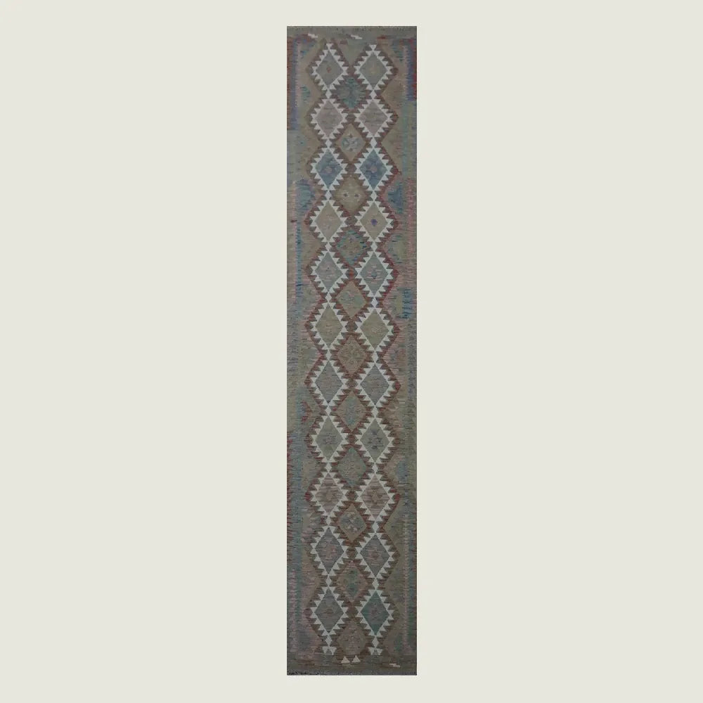 Hand Knotted Afghan Chobi Kilim Runner | Salma | 400 x 80cm