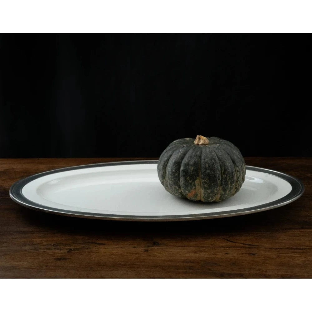 Italian Ceramic and Pewter Serving Platter