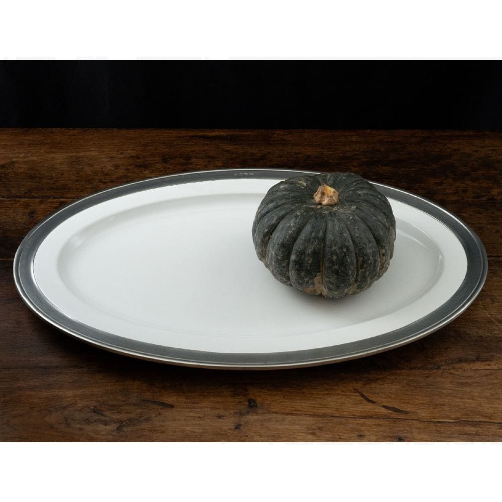 Italian Ceramic and Pewter Serving Platter