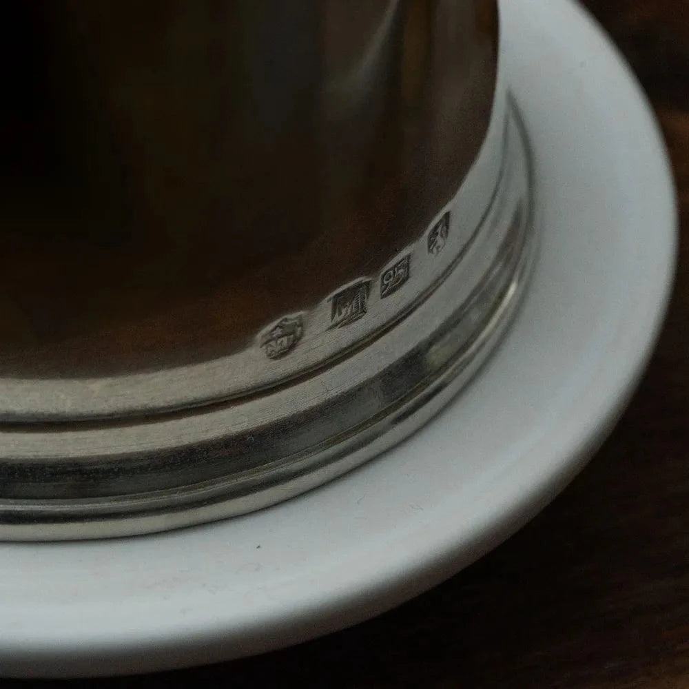 Italian Pewter and Ceramic Butter Dome