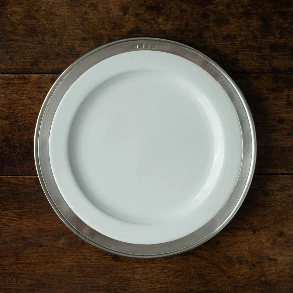 Italian Pewter and Ceramic Dinner Plate