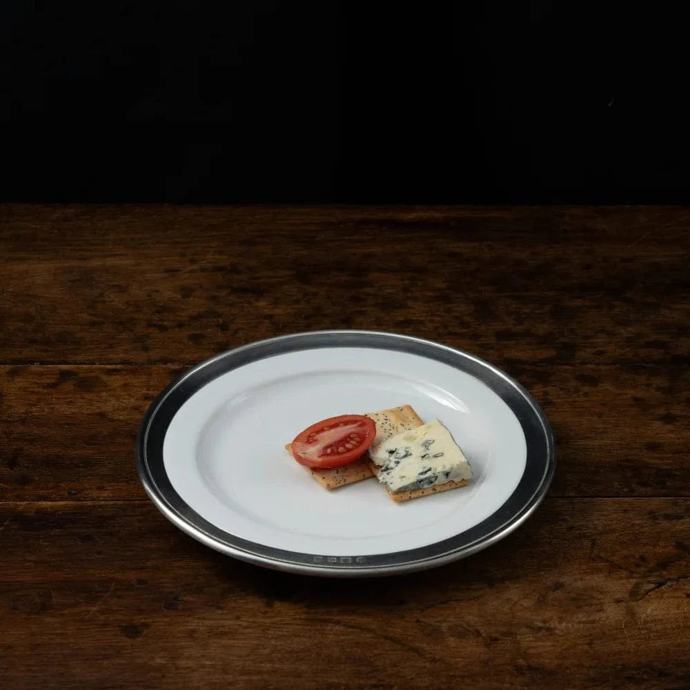 Italian Pewter and Ceramic Dinner Plate