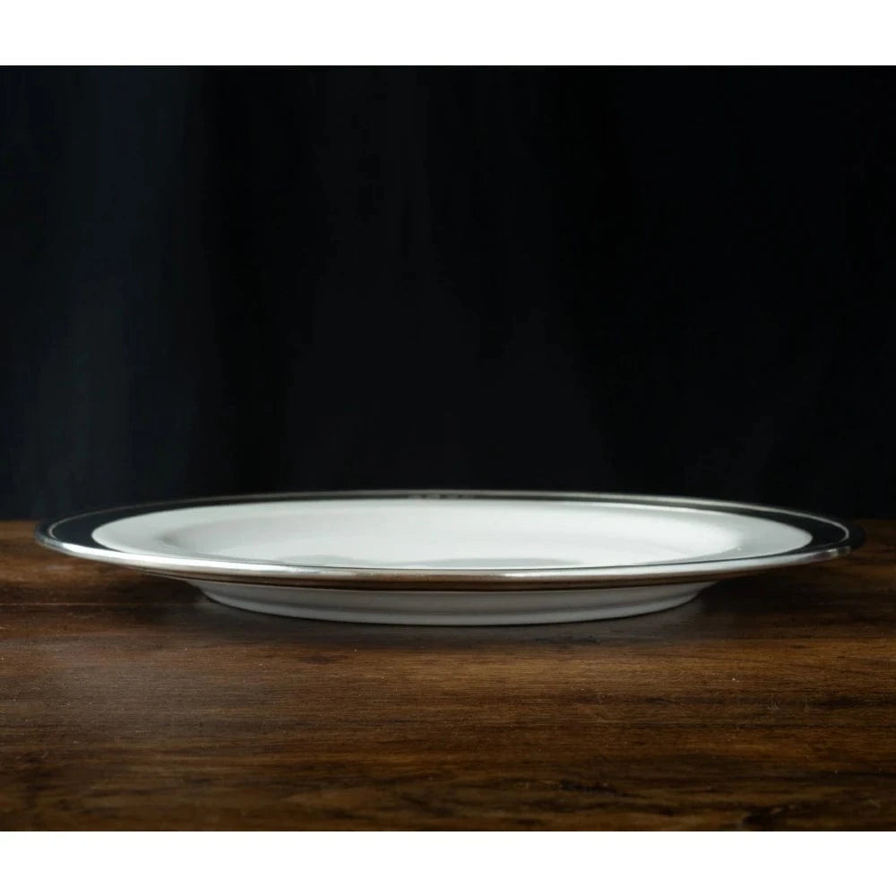 Italian Pewter and Ceramic Dinner Plate