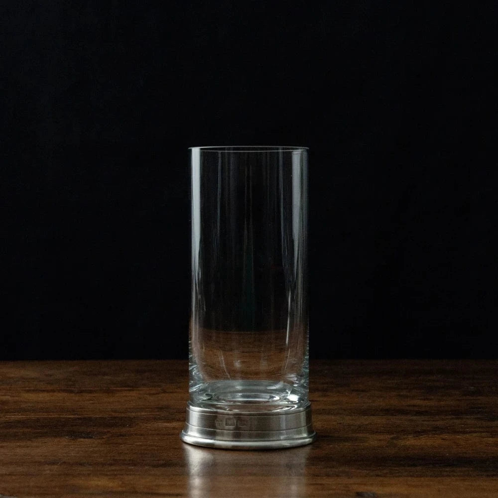 Italian Pewter and Crystal Highball Glass