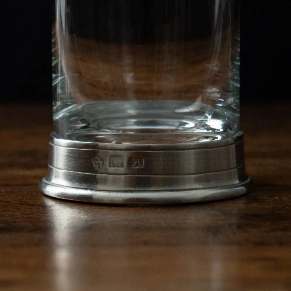 Italian Pewter and Crystal Highball Glass