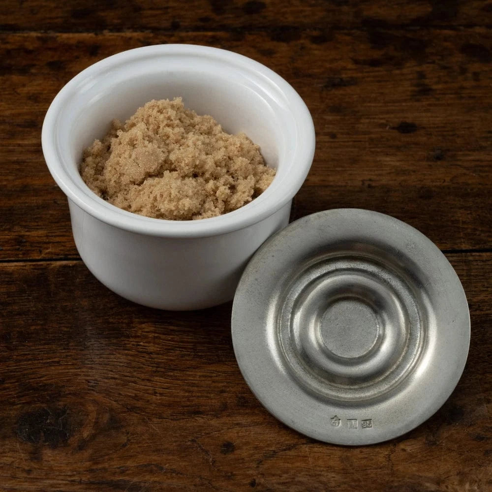 Italian Pewter Ceramic Sugar Bowl with Lid
