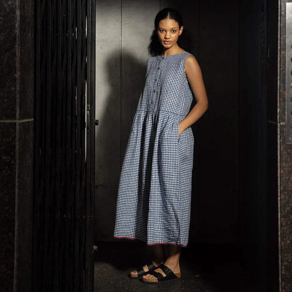 Jana Linen Pintuck Dress | Cobalt