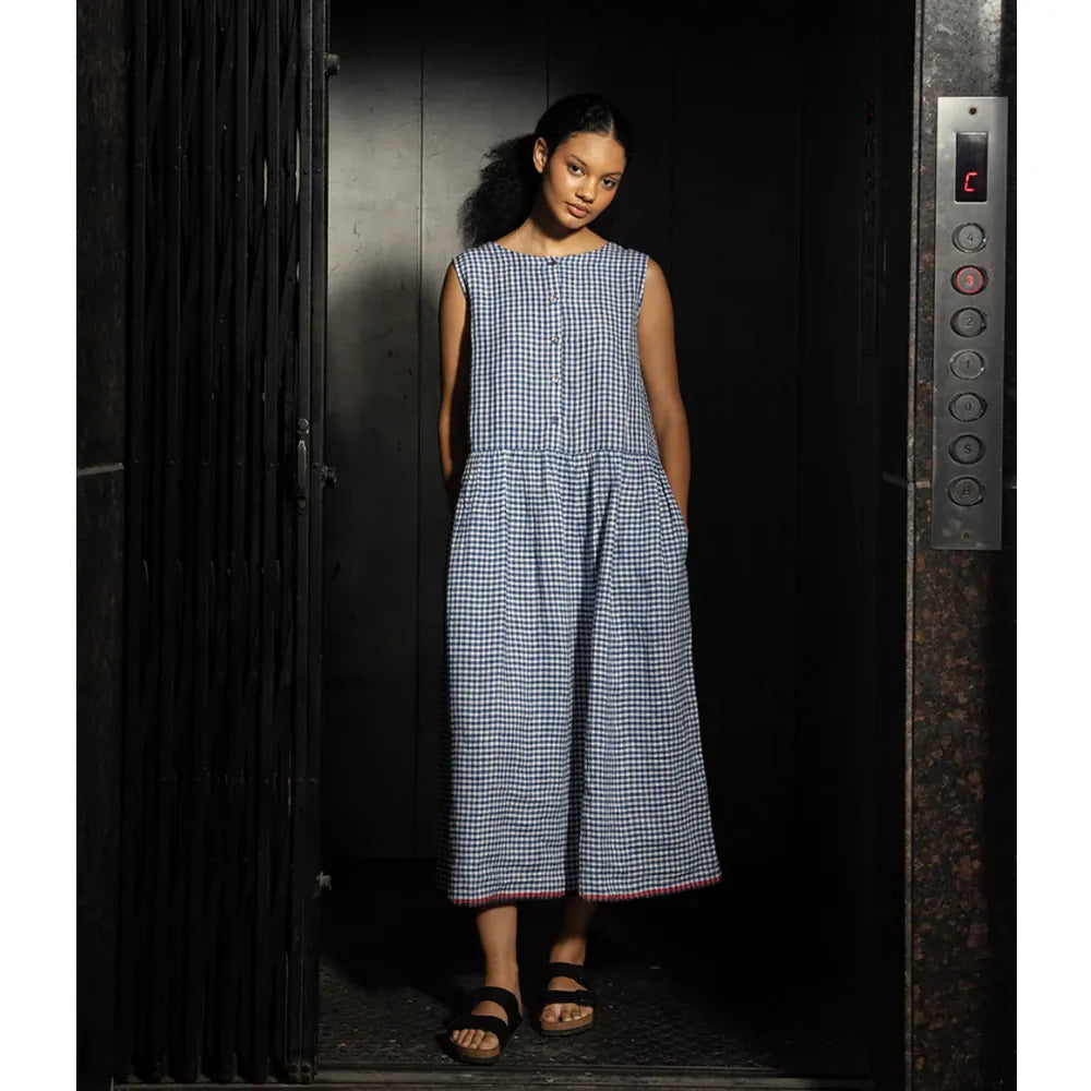 Jana Linen Pintuck Dress | Cobalt