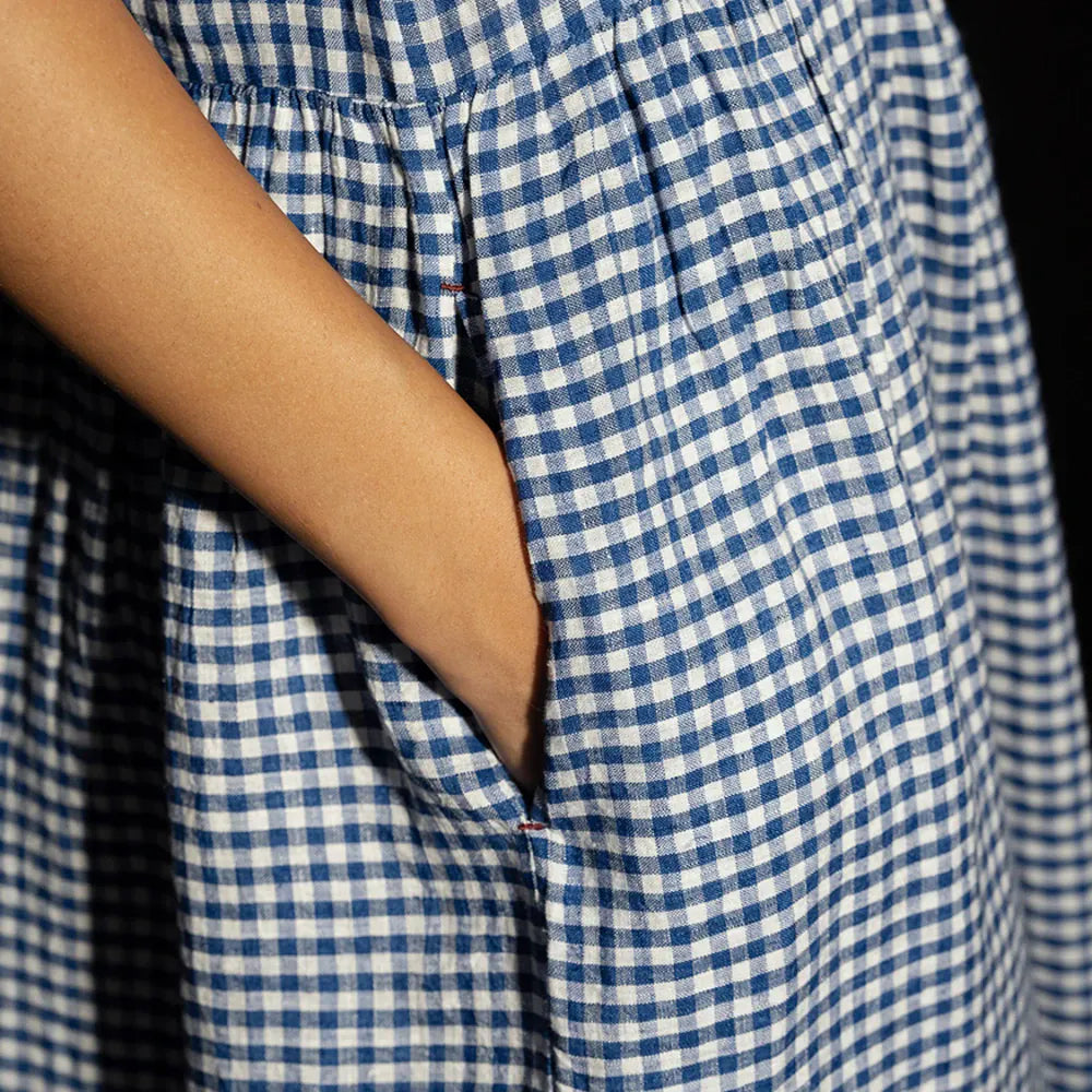 Jana Linen Pintuck Dress | Cobalt
