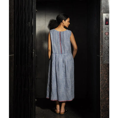 Jana Linen Pintuck Dress | Cobalt