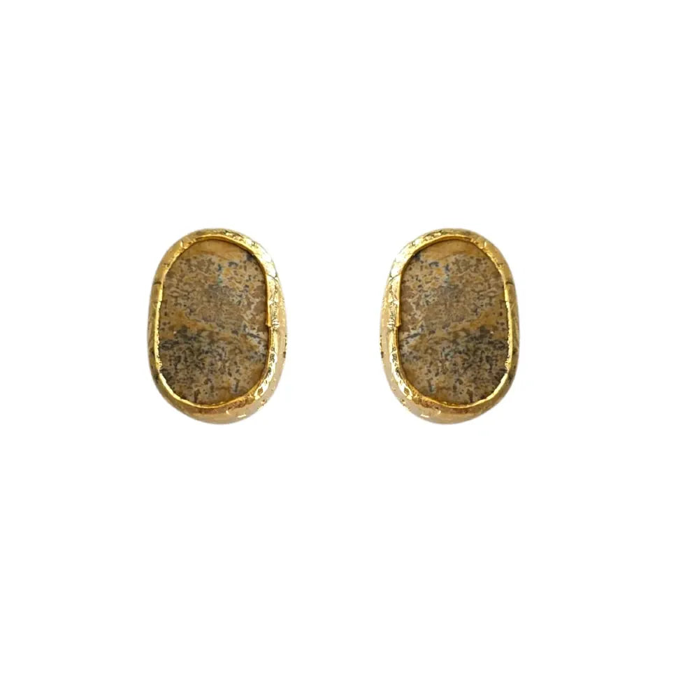 Jasper Stone Oval Earrings