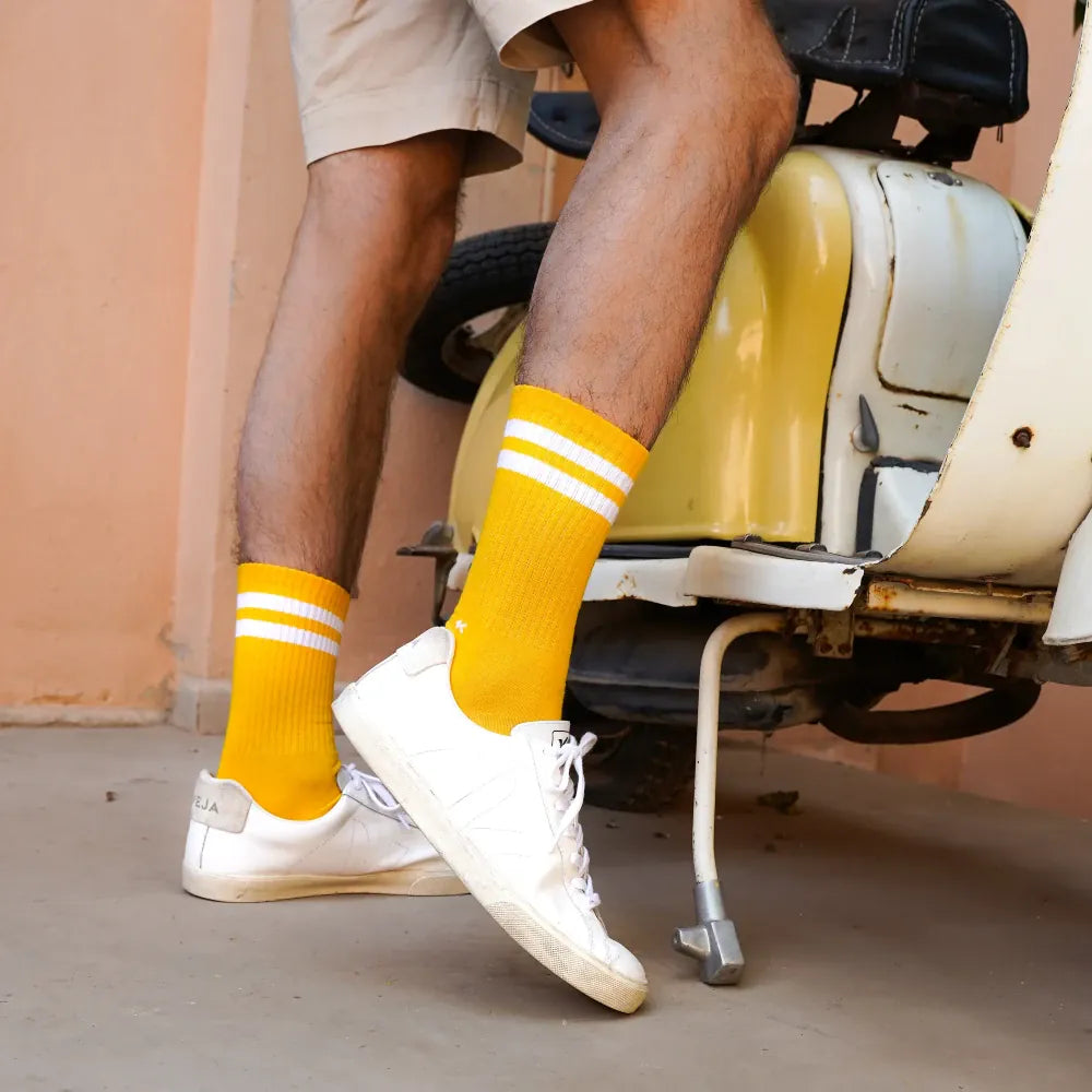 Organic Cotton Tennis Socks | Yellow