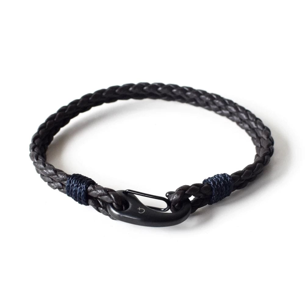 Leather Bracelet | Plaited Carabiner | Brown