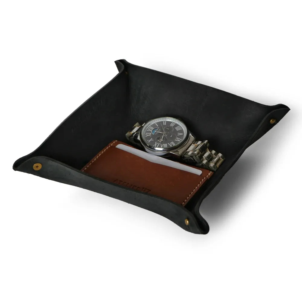 Leather Everyday Tray | Raw Black