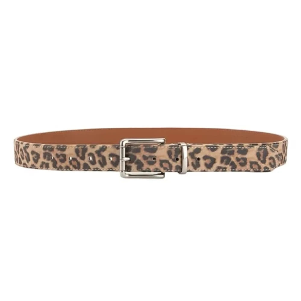 Leopard Leather Belt | Silver