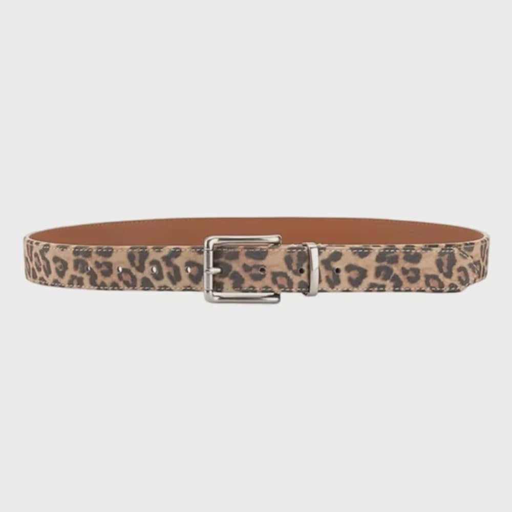 Leopard Leather Belt | Silver