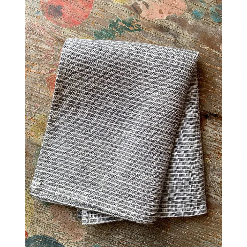 Linen Kitchen Cloth | Grey White Stripe