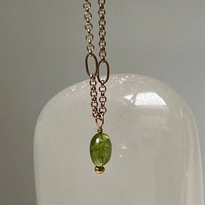 Long Ovala Chain with Peridot Semi Precious Stone