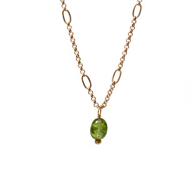Long Ovala Chain with Peridot Semi Precious Stone