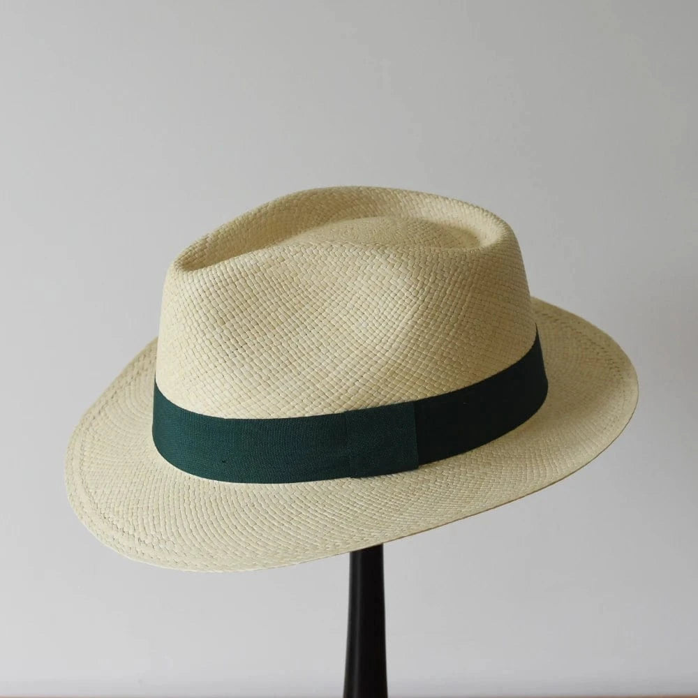 Medium / Green Band Urban Panama Hat | Natural
