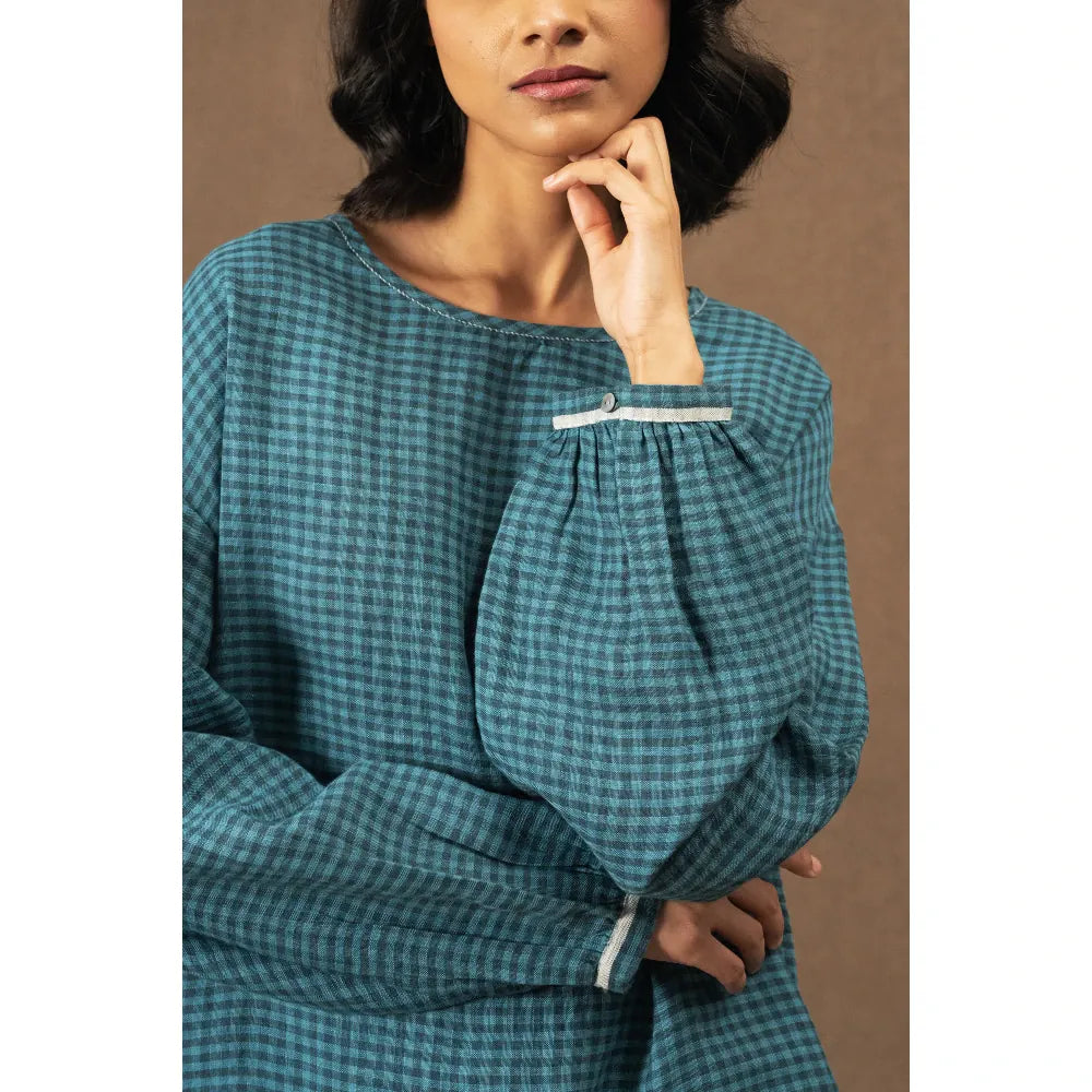 Nicola Linen Check Blouse | Niagara