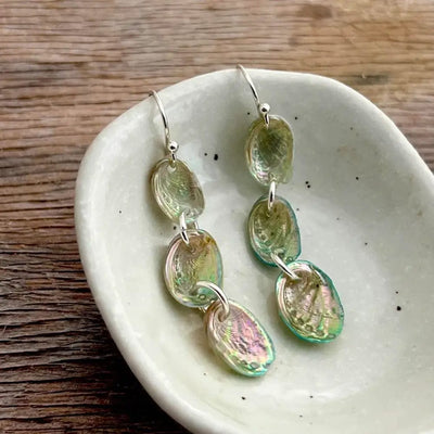 Paua Shell 3 Drop Earrings | Silver