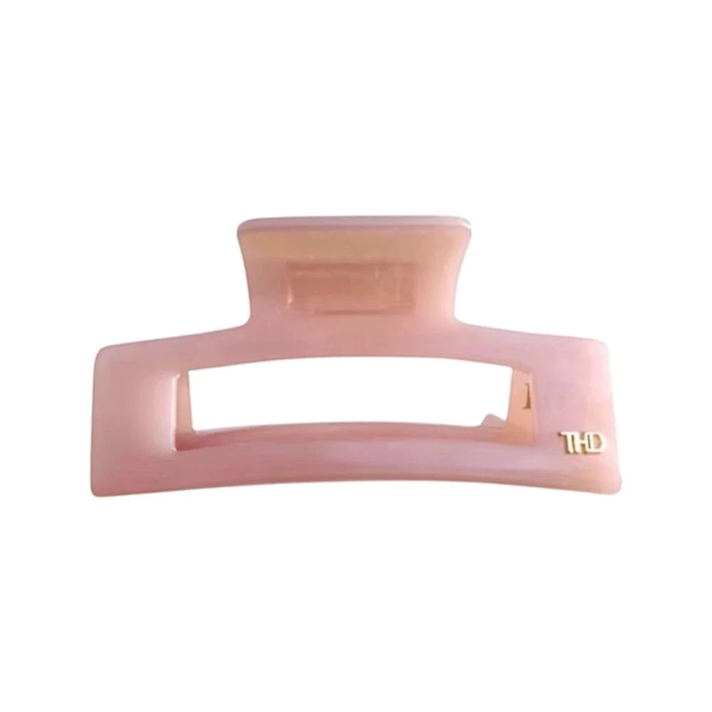 Premium Oversized Acetate Rectangle Hair Claw | Crystal Rose