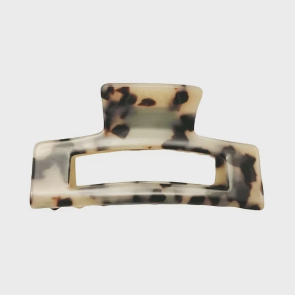 Premium Oversized Acetate Rectangle Hair Claw | Light Turtle