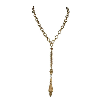 Regal Pendant on Textured Link Chain | Gold Alloy