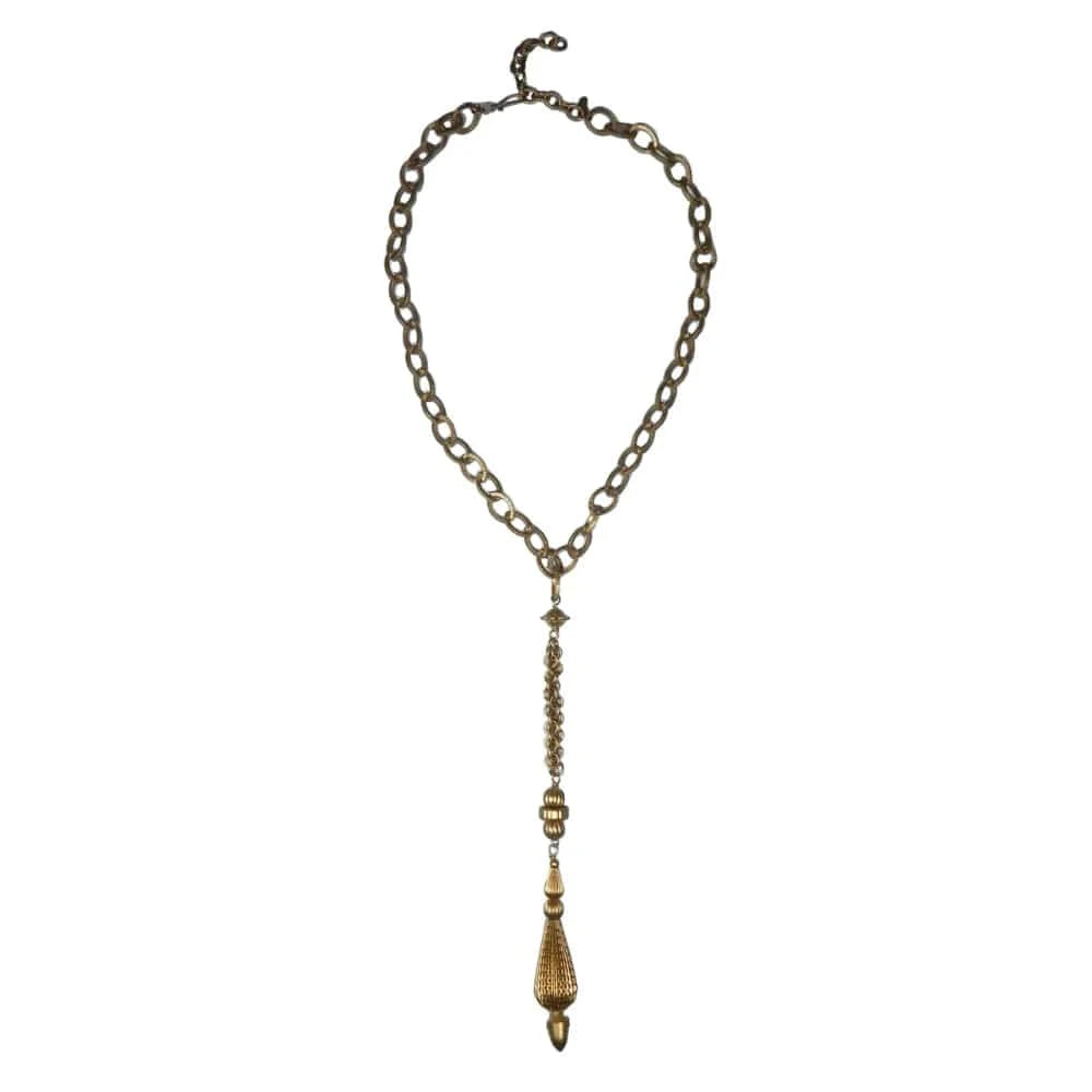 Regal Pendant on Textured Link Chain | Gold Alloy