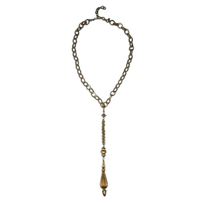 Regal Pendant on Textured Link Chain | Gold Alloy