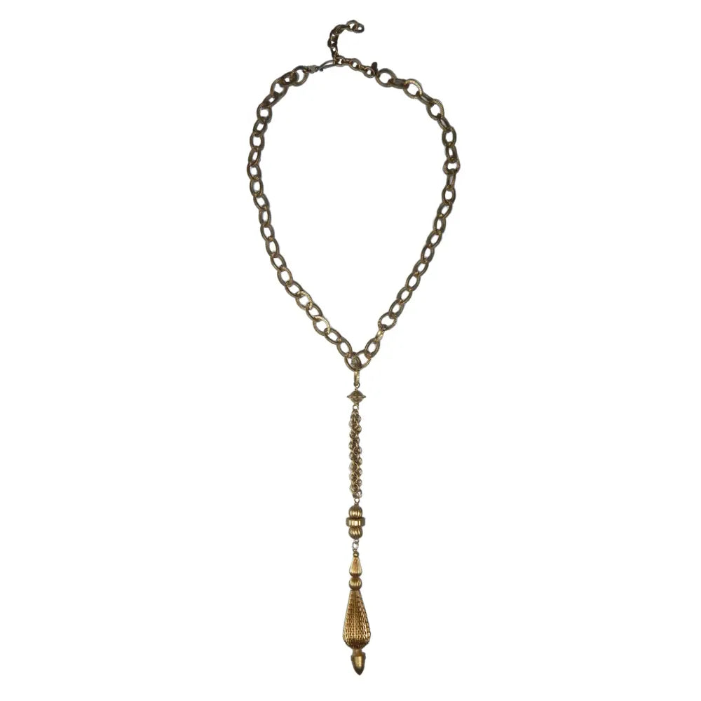 Regal Pendant on Textured Link Chain | Gold Alloy