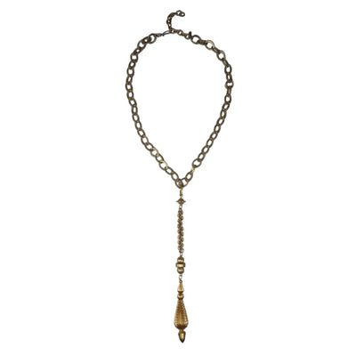 Regal Pendant on Textured Link Chain | Gold Alloy