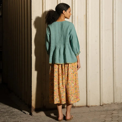 Sally Linen Pintuck Top | Mineral