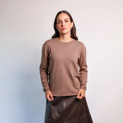 Sapphire Cashmere and Cotton Long Sleeve Top
