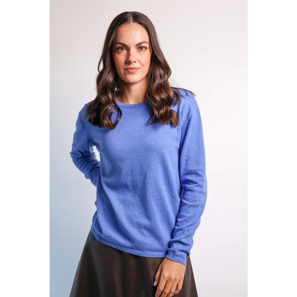 Sapphire Cashmere and Cotton Long Sleeve Top