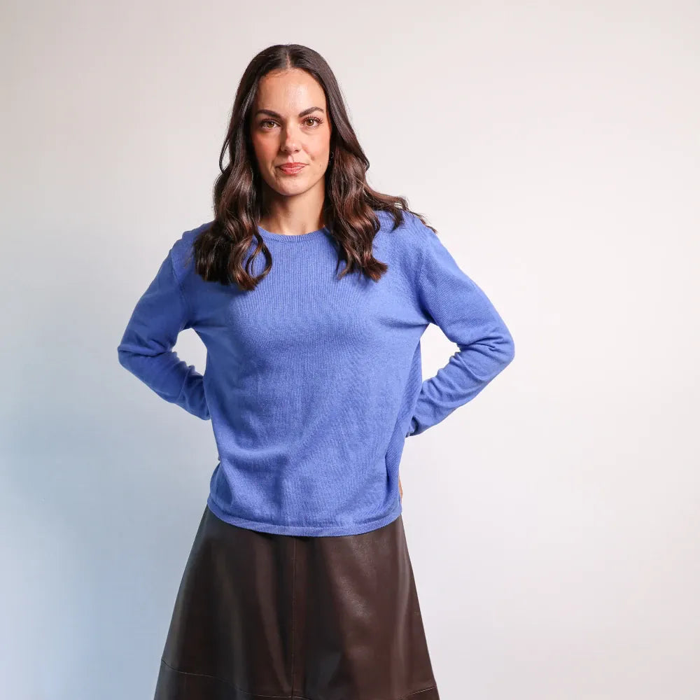 Sapphire Cashmere and Cotton Long Sleeve Top