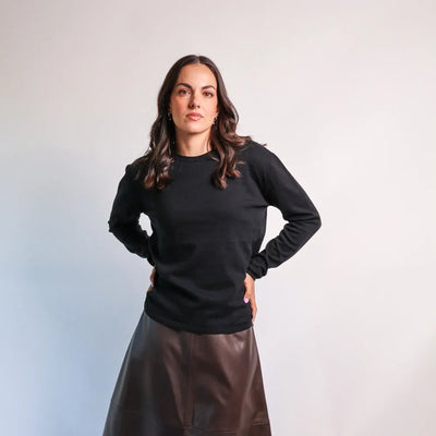 Sapphire Cashmere and Cotton Long Sleeve Top