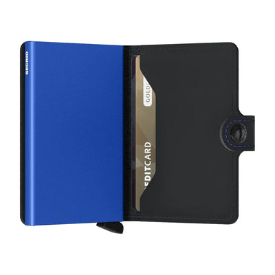 Secrid Matte Leather Mini Wallet | Black & Blue