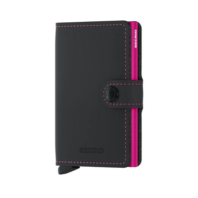 Secrid Matte Leather Mini Wallet | Black & Fuchsia
