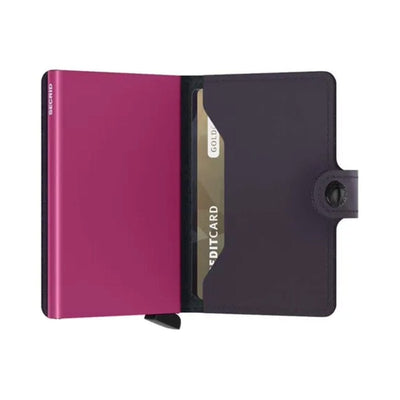 Secrid Mini Wallet Matte Leather Purple Fuchsia Open