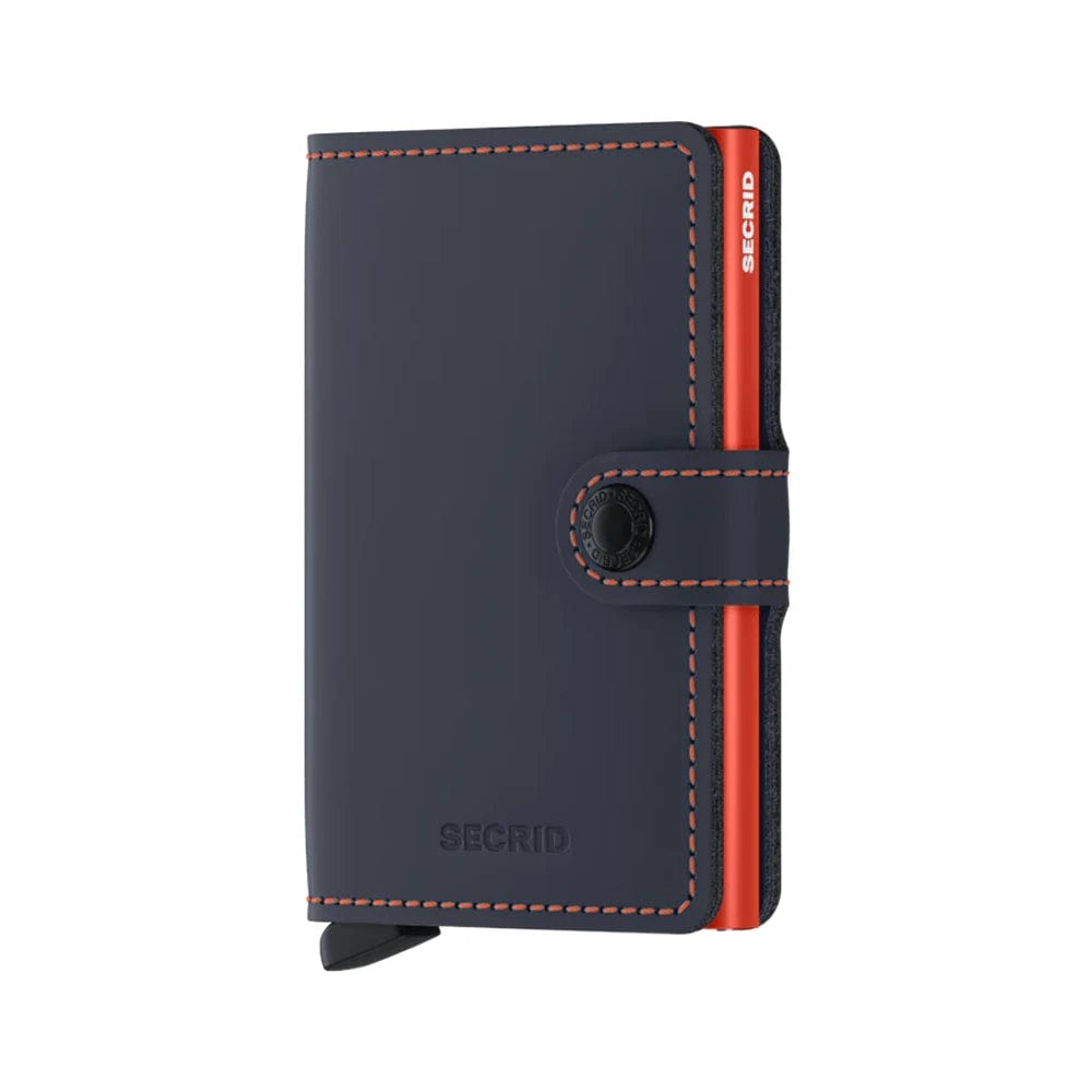Secrid Matte Leather Mini Wallet | Night Blue/Orange