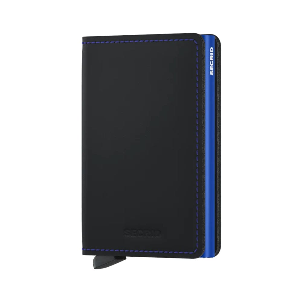 Secrid Matte Leather Slim Wallet | Black & Blue