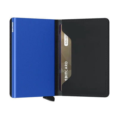 Secrid Matte Leather Slim Wallet | Black & Blue