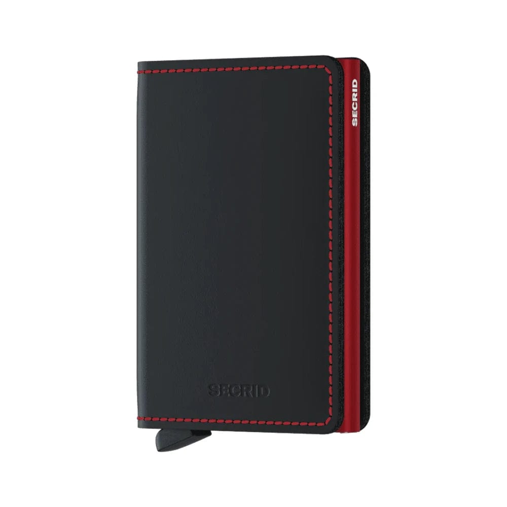 Secrid Matte Leather Slim Wallet | Black/Red