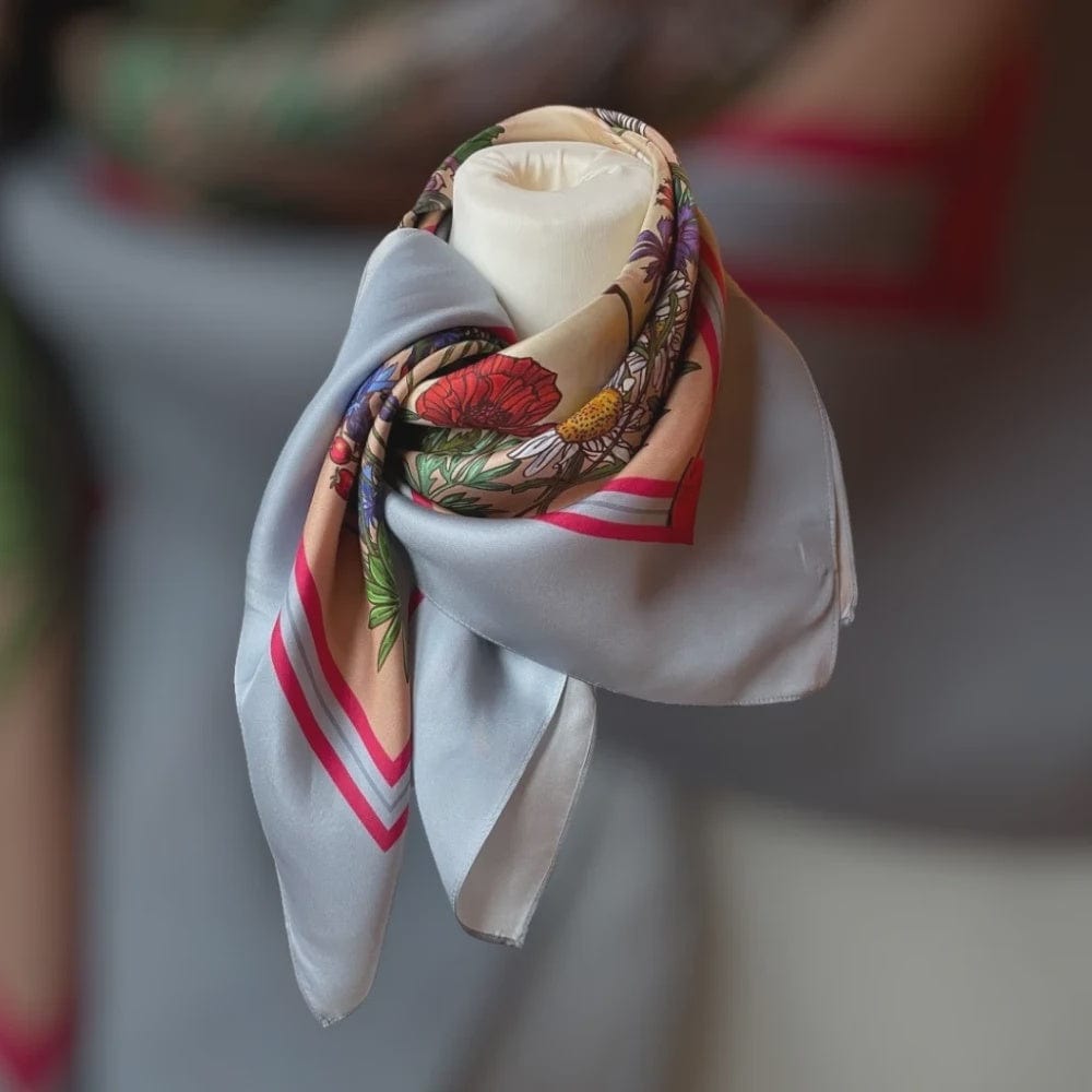 Silk Scarf | Blue Garden | Dusty Blue