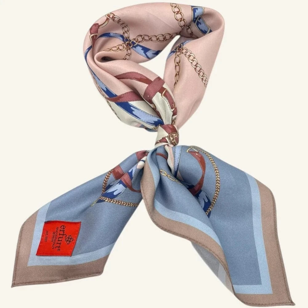 Silk Scarf | Horse Chains | Navy